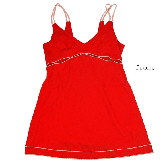 BlueSteel Dresses & Skirts - BlueSteel Red Linen Blend Mini Dress V-Neck‎ Cut-Out Strappy Summer Size G